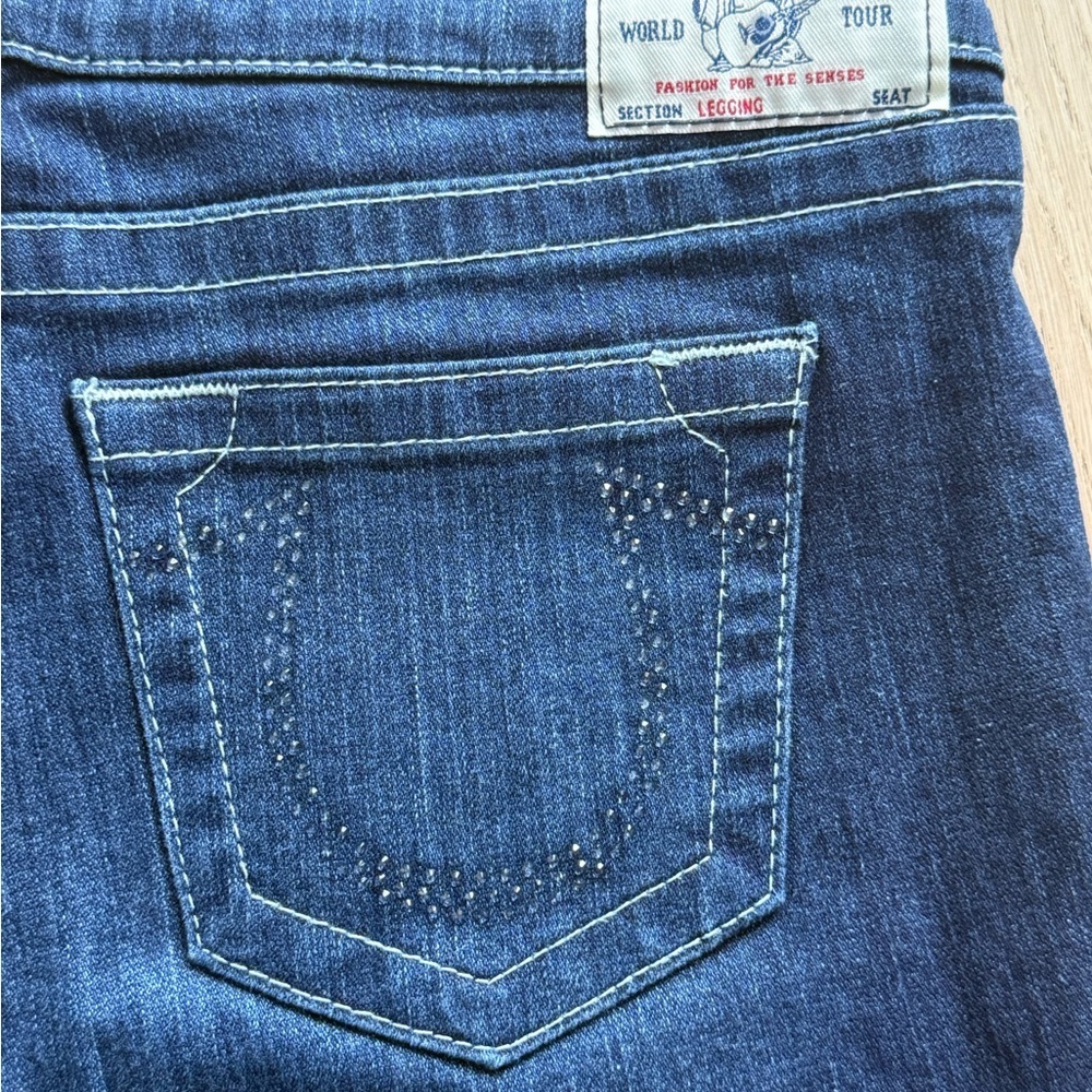 True Religion Crystal Studded Skinny Jeans | Dark Wash Y2K | Size 31